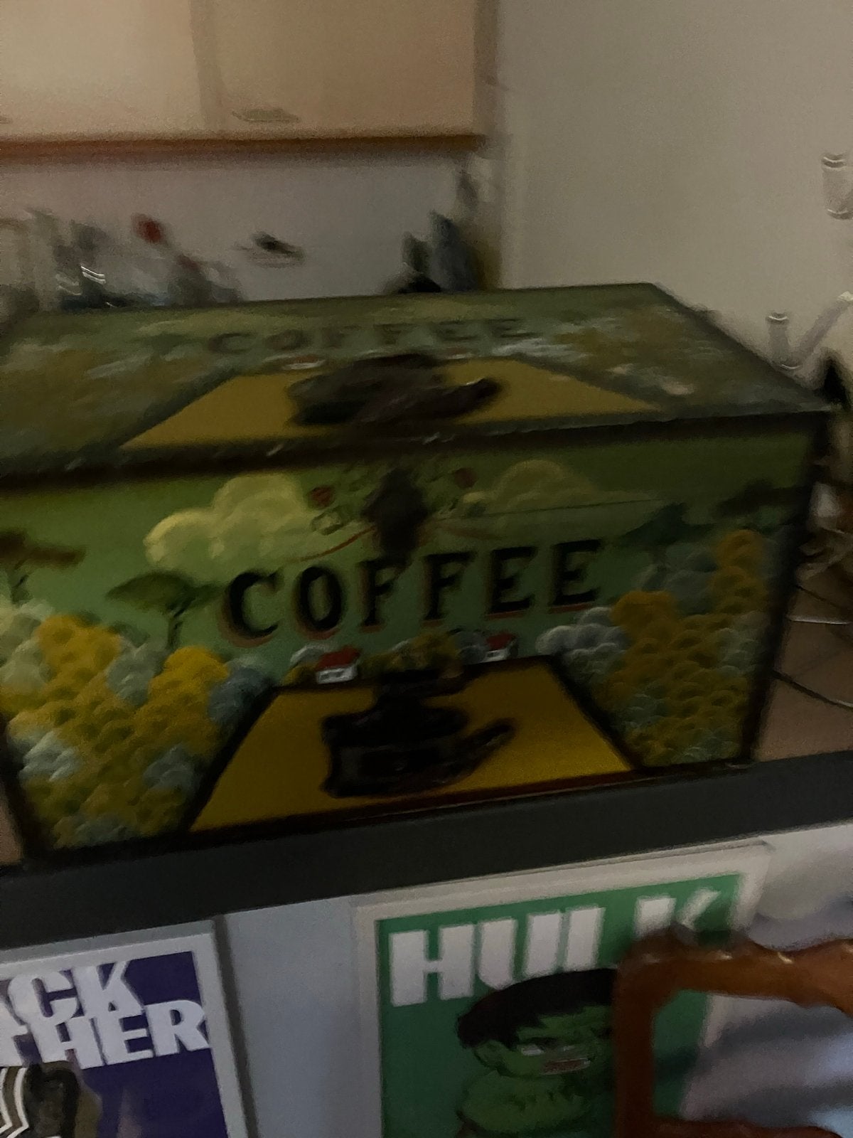 Vintage Koffie Opbergkist - Handgeschilderd, Ophalen of Verzenden