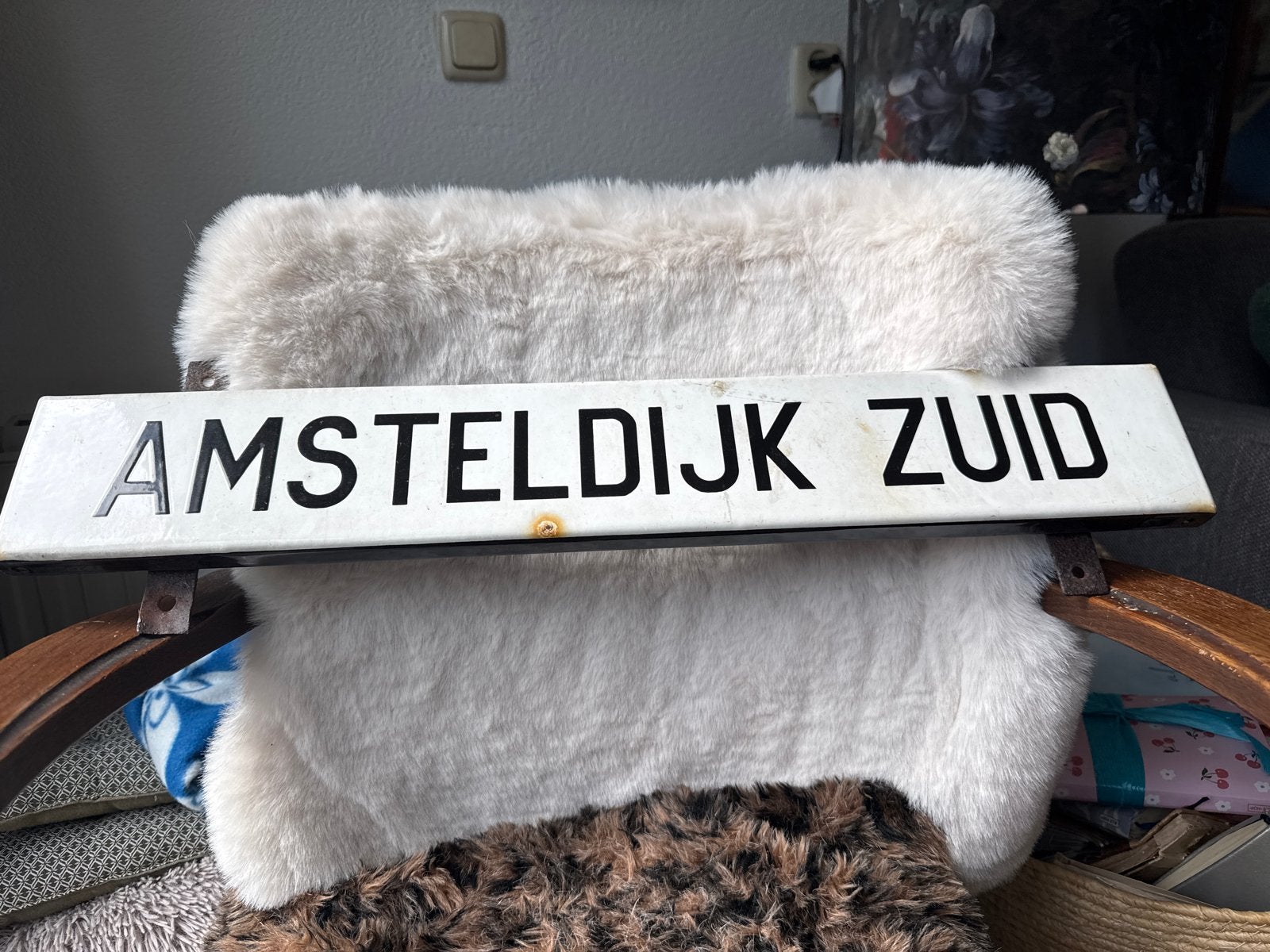 Vintage Amsteldijk Zuid straatnaambord, Ophalen of Verzenden