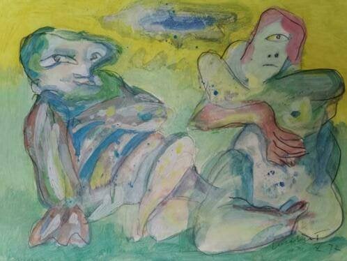 Lucebert  Uniek werk  1972  Aquarel, Ophalen