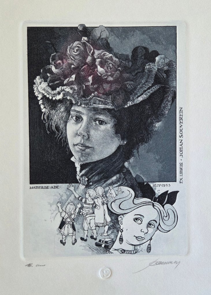 Exlibris H. Pauwels, hommage Mathilde Ade, jugendstil, Antiek en Kunst, Verzenden