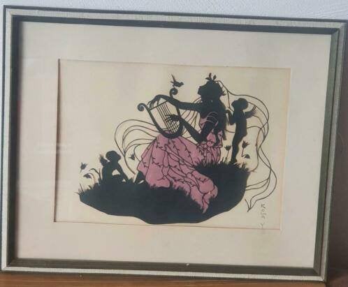 Knipkunst vrouw godin harp amor vogel SILHOUETTE, KOLA YUM,, Ophalen