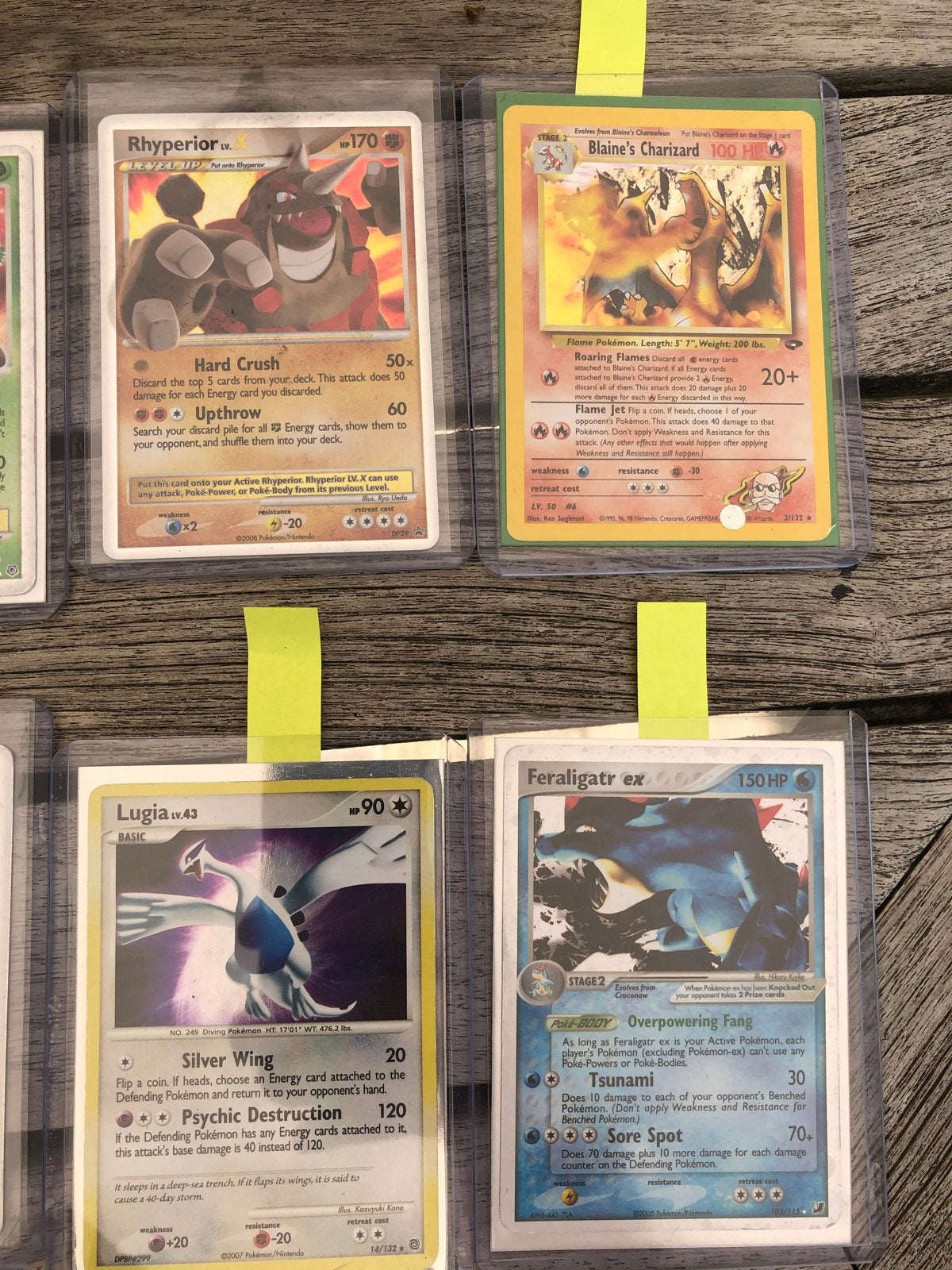 Zeldzame Pokémon Kaarten: Blaine's Charizard, Lugia, Feralig, Ophalen of Verzenden, Zo goed als nieuw, Meerdere kaarten