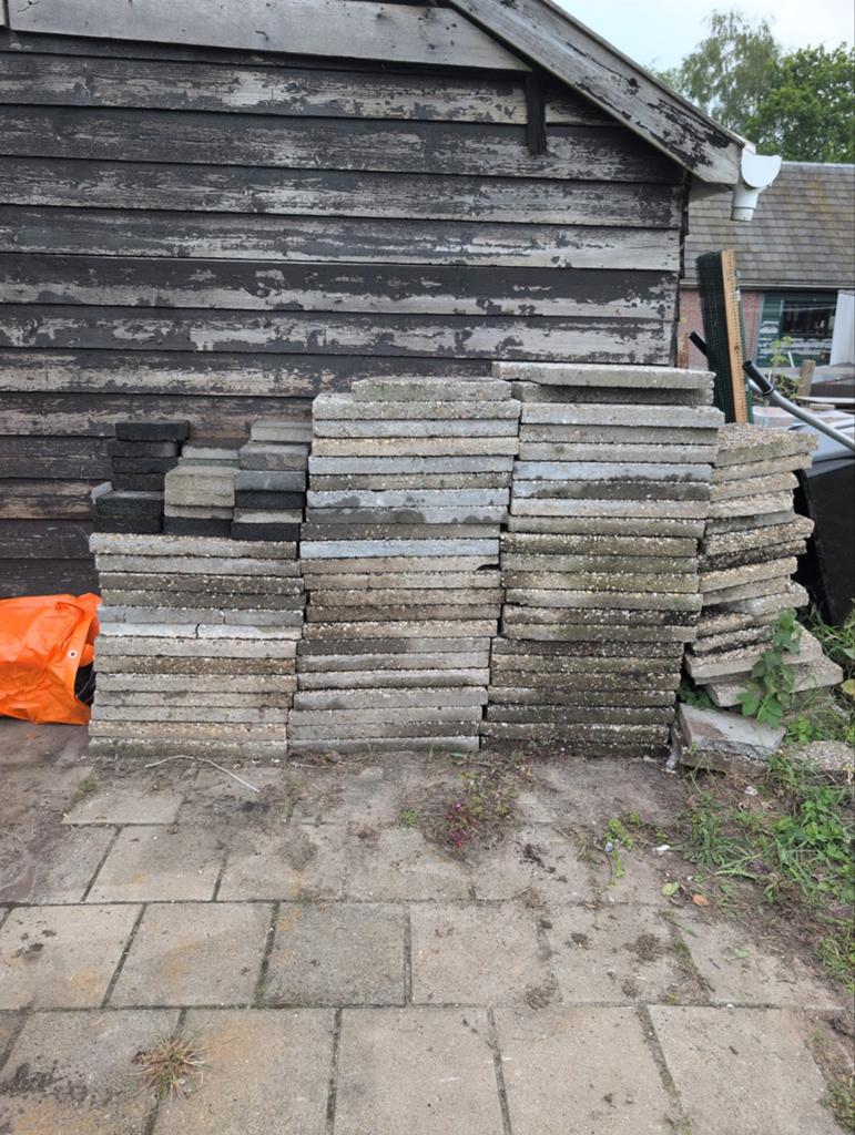 Gebruikte terras/ grindtegels van beton, Tuin en Terras, Tegels en Klinkers, Ophalen, Gebruikt, Beton, Terrastegels
