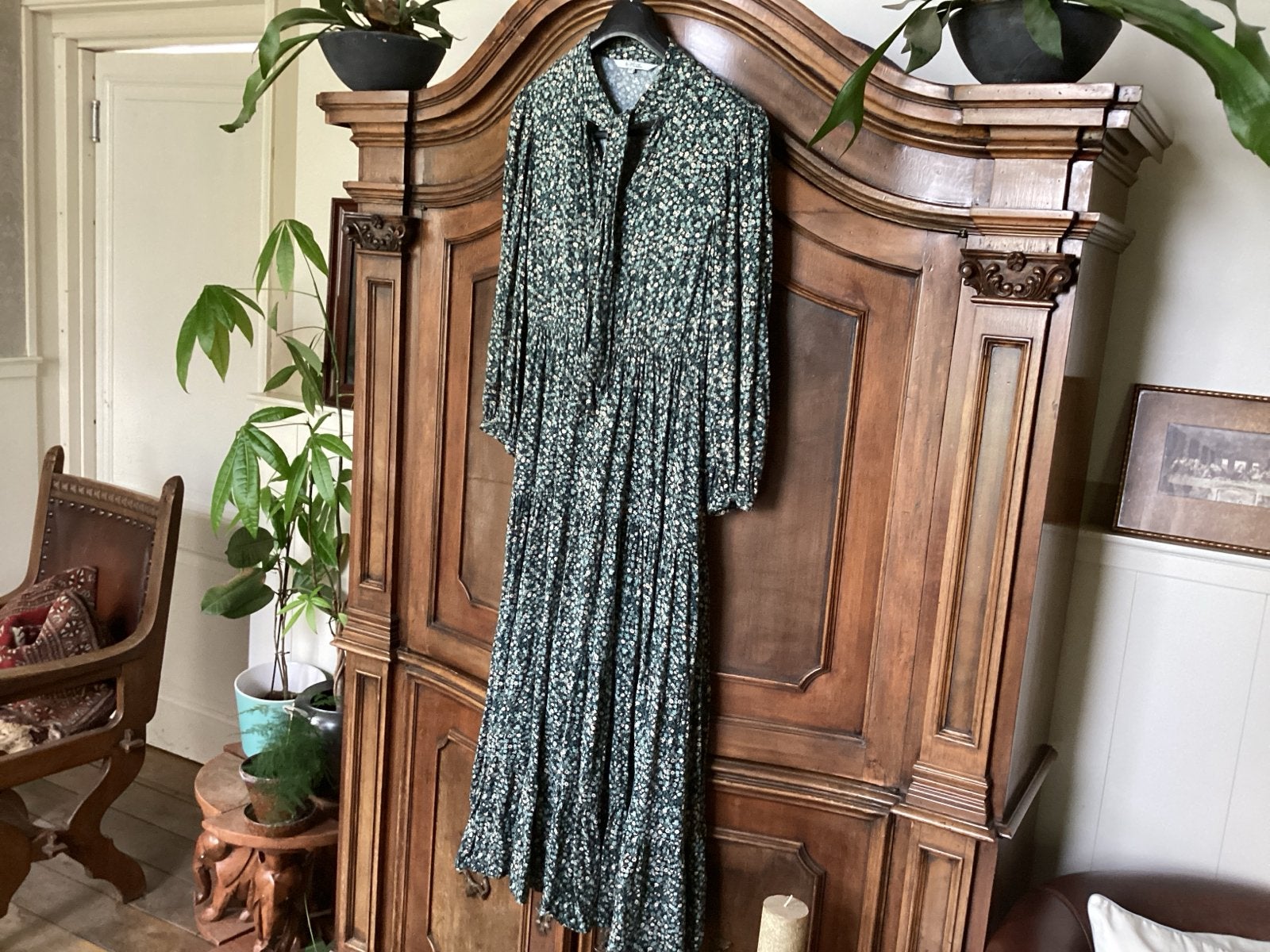 Miljuschka jurk maat 42 z.g.a.n. Laura Ashley style, Ophalen of Verzenden, Zo goed als nieuw, Maat 42/44 (L), Onder de knie