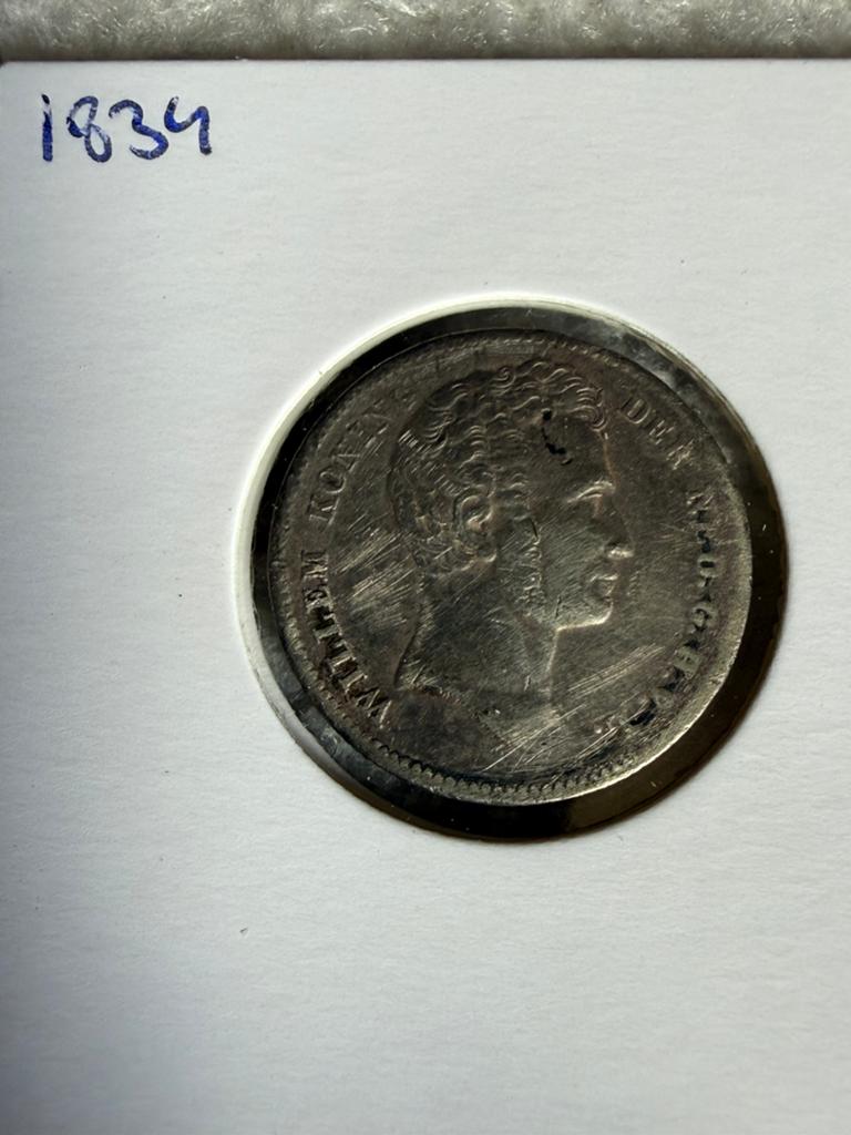 Halve gulden 1834 Willem I Nederlands Indie., Postzegels en Munten, Munten | Nederland, 1 gulden, Zilver, Ophalen of Verzenden