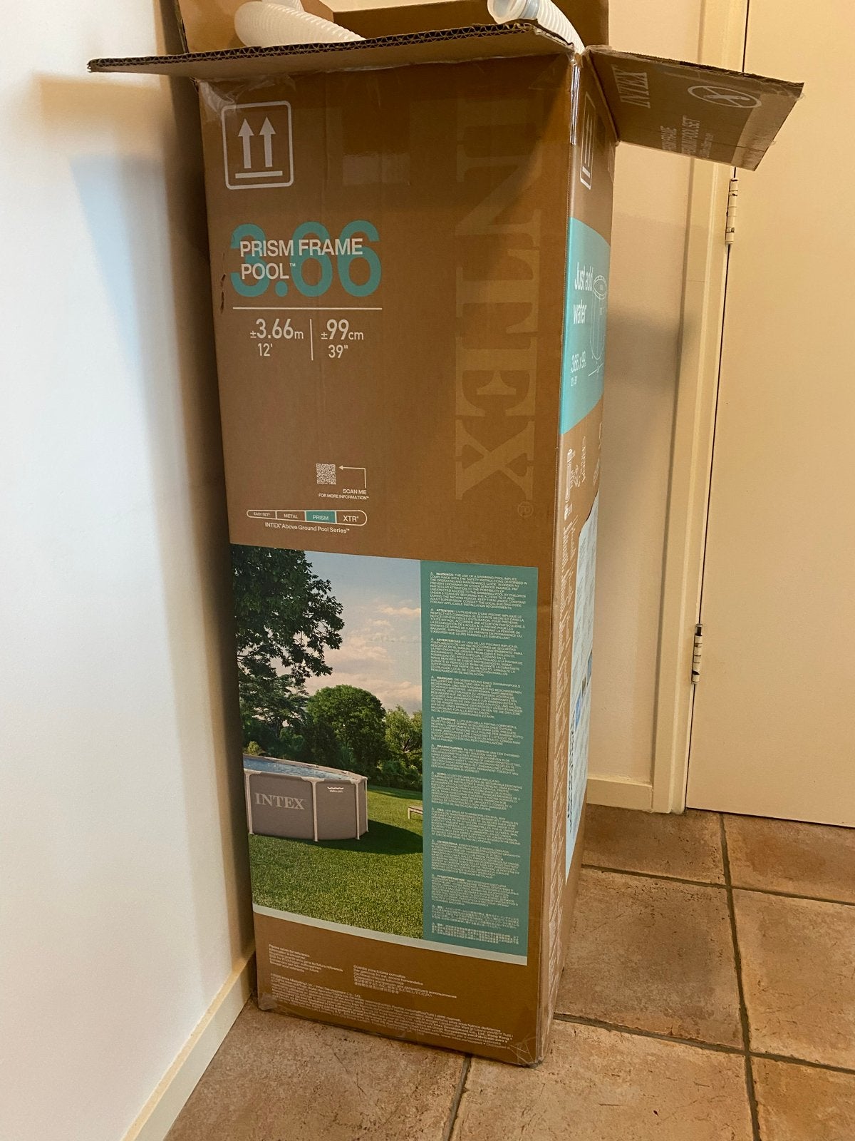 Intex zwembad 366/99 met filterpomp en zout electrolyse pomp, 80 tot 120 cm, Rond, 300 cm of meer, Ophalen of Verzenden