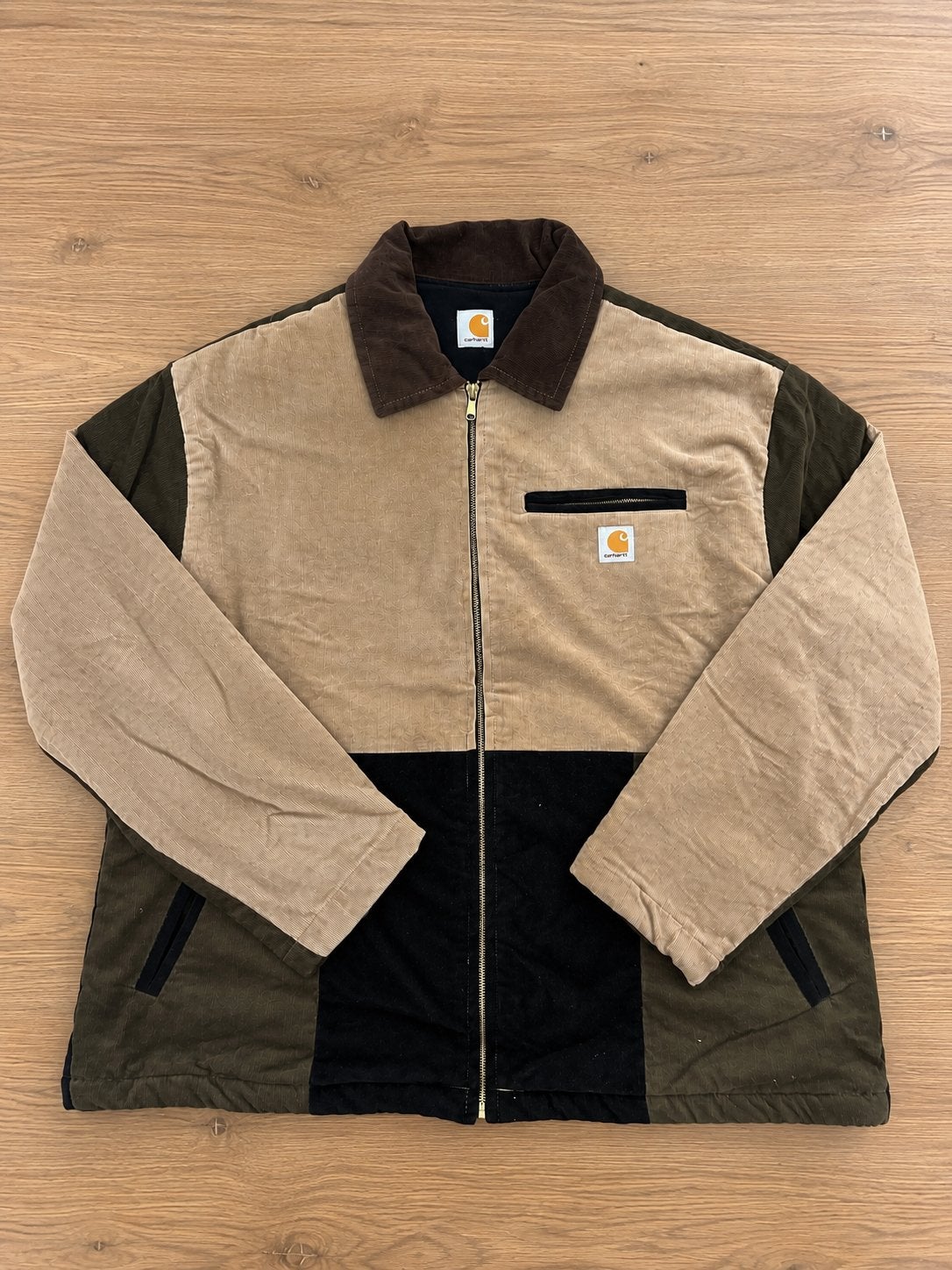 Vintage Carhartt Corduroy Colorblock Jacket Brown – Size XL, Kleding | Heren, Ophalen of Verzenden, Zo goed als nieuw, Bruin, Jas of Mantel