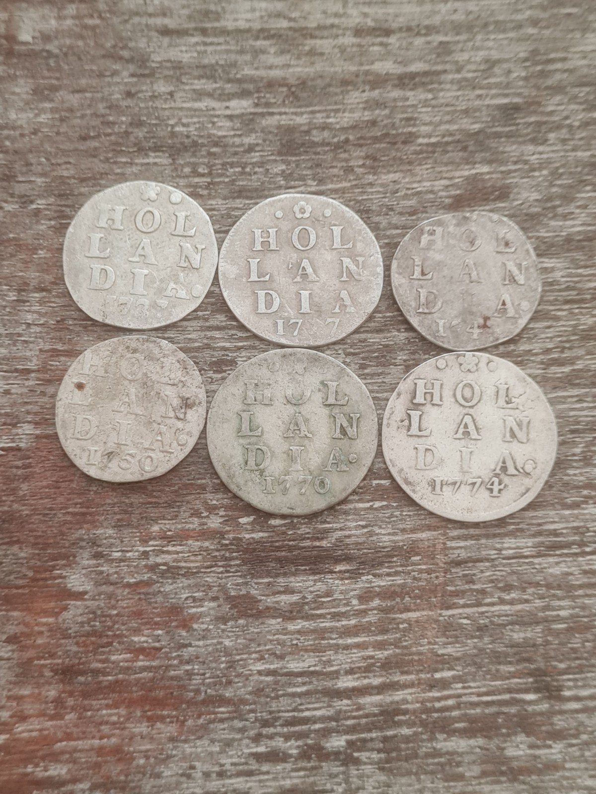 Set 6x zilveren 2-stuiverstukken Hollandia, Ophalen of Verzenden, Vóór koninkrijk, Overige waardes