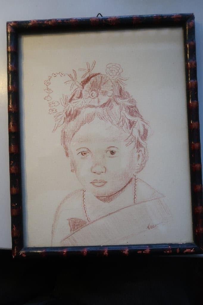 schilderstuk aquarel?,kind met fraaie hoofdtooi, Ophalen of Verzenden