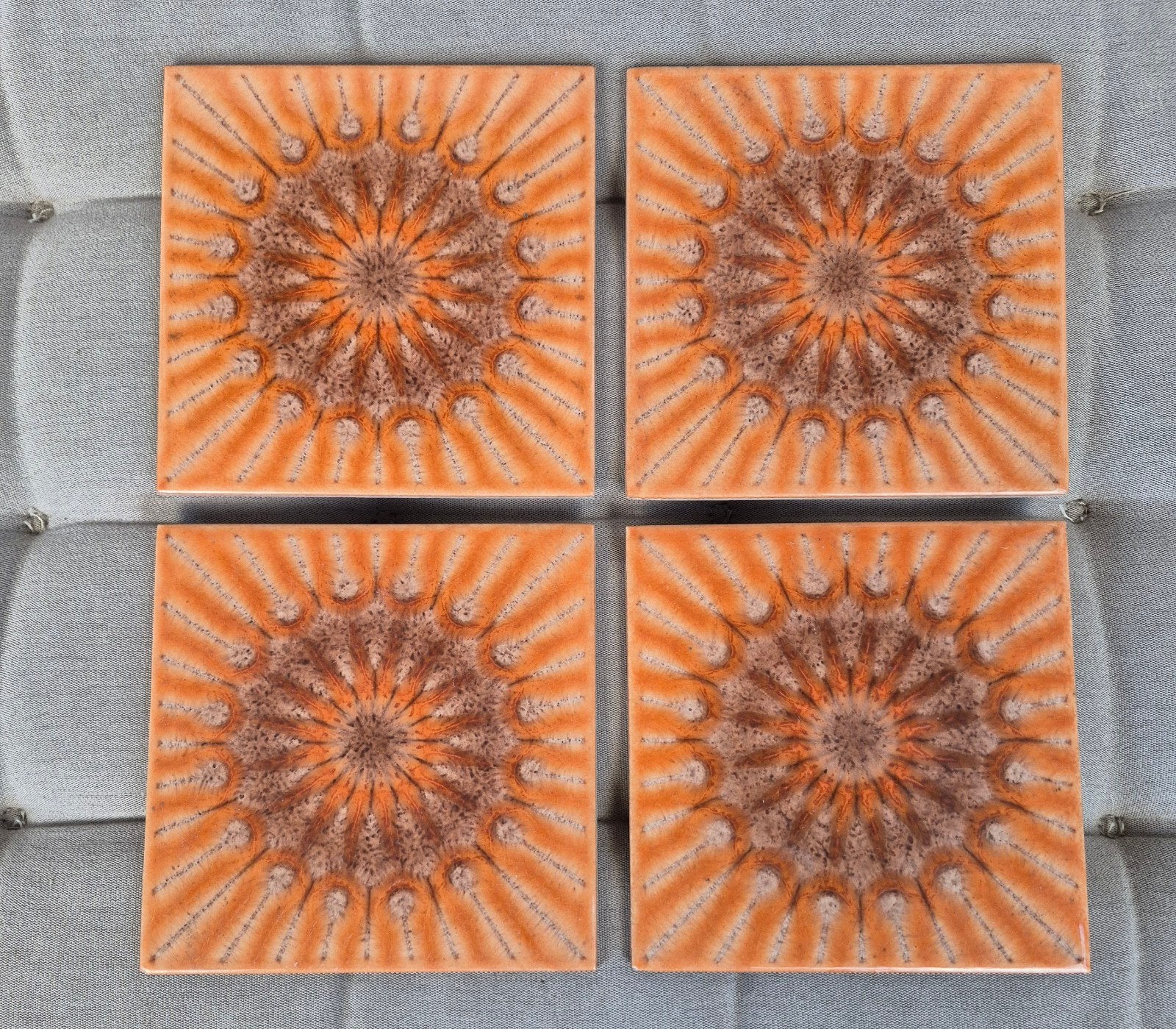 Vier vintage retro wandtegels Cicosa Spain fat-lava, Doe-het-zelf en Verbouw, Nieuw, Minder dan 20 cm, Minder dan 5 m², Wandtegels