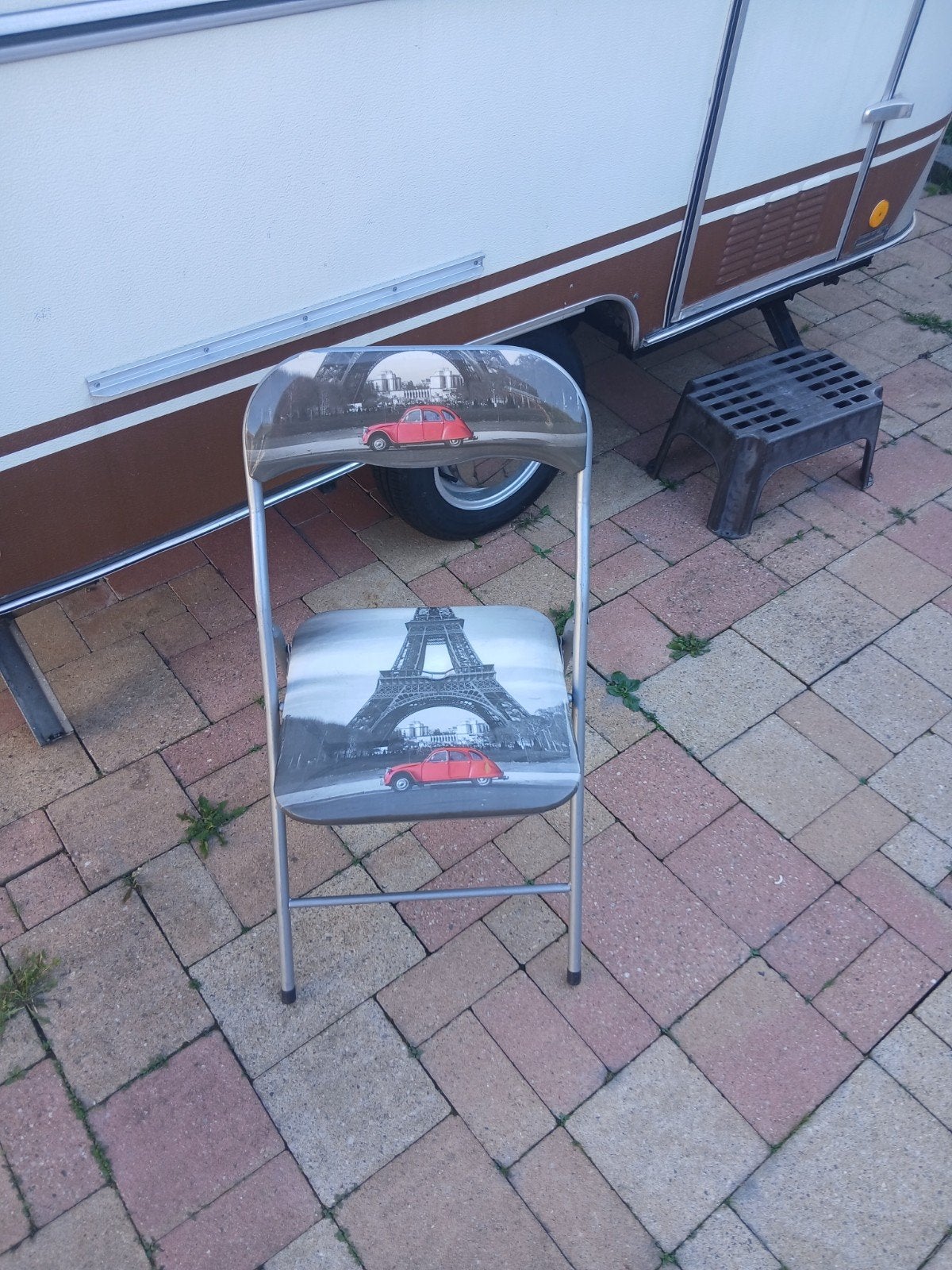 Klapstoel met Citroën 2CV Parijs print, Ophalen, Kunststof, Overige kleuren, Eén
