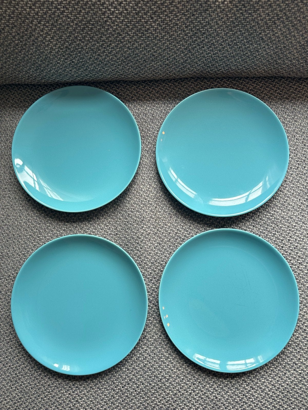 4 turquoise borden IKEA, 21 cm, Ophalen, Keramiek, IKEA, Zo goed als nieuw