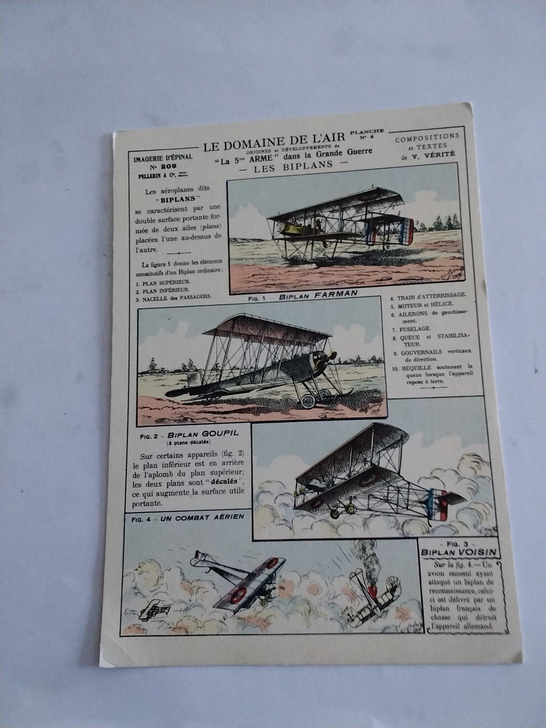 Oude prentbriefkaart: Le Domaine de l'Air - Les Biplans, Ophalen of Verzenden, Voor 1920, Ongelopen