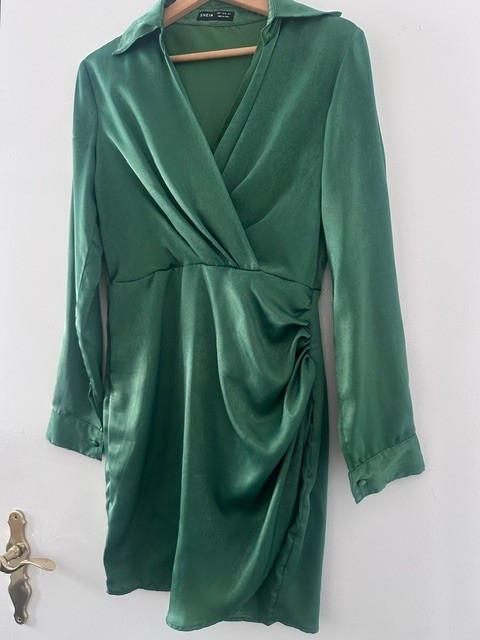 Groene satijnen jurk Shein maat S, Kleding | Dames, Jurken, Verzenden, Zo goed als nieuw, Maat 36 (S), Groen