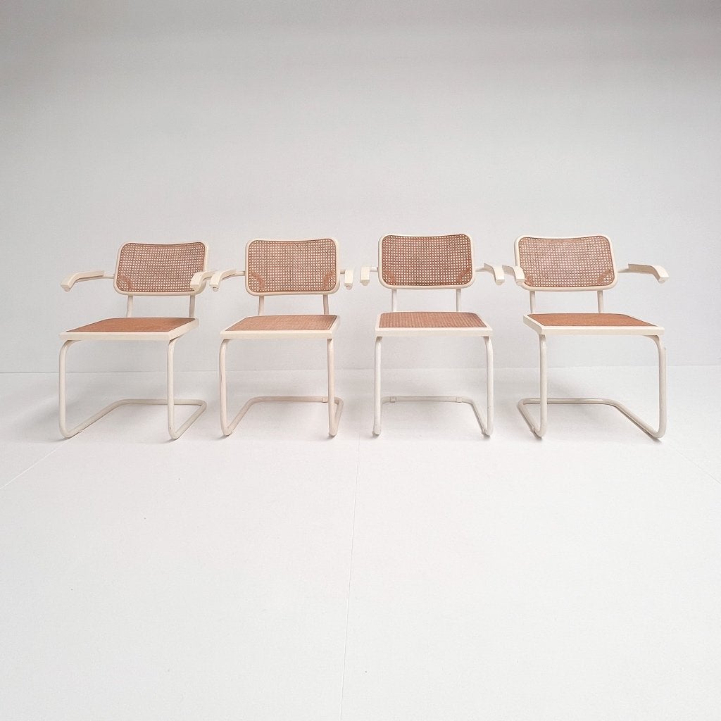 Set van 4 Cesca stoelen in de stijl van Marcel Breuer, 1980, Gebruikt, Wit, Design, Ophalen of Verzenden