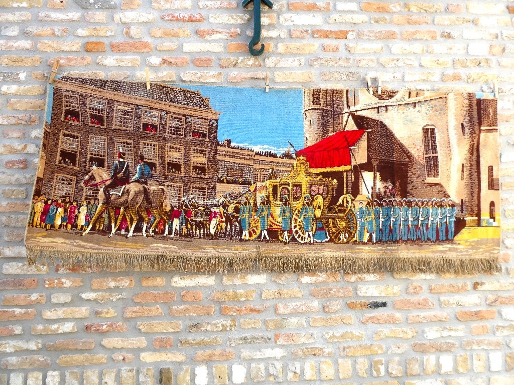 Wandkleed koets met paarden Binnenhof Den Haag Prinsjesdag, Antiek en Kunst, Ophalen of Verzenden