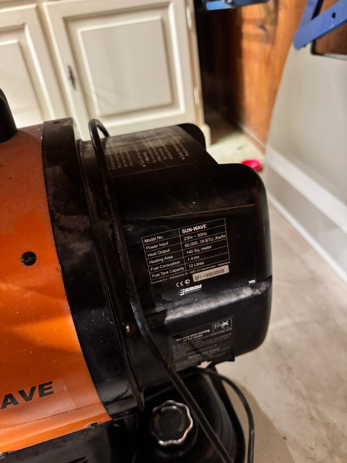 Eurom Sun-Wave heteluchtkanon - 12L tank, Huis en Inrichting, Kachels, Ophalen, Gebruikt, Overige brandstoffen, Petroleumkachel