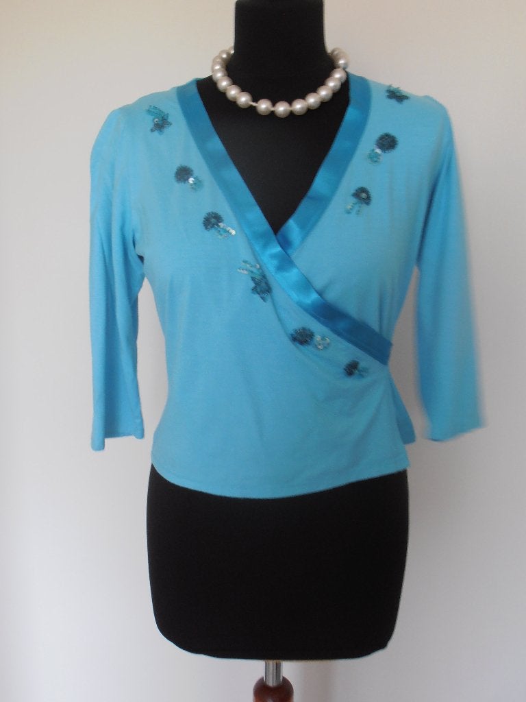 Vanilia - prachtige kobaltblauw overslag shirt 38 - 40 (L), Maat 38/40 (M), Vanilia, Zo goed als nieuw, Verzenden
