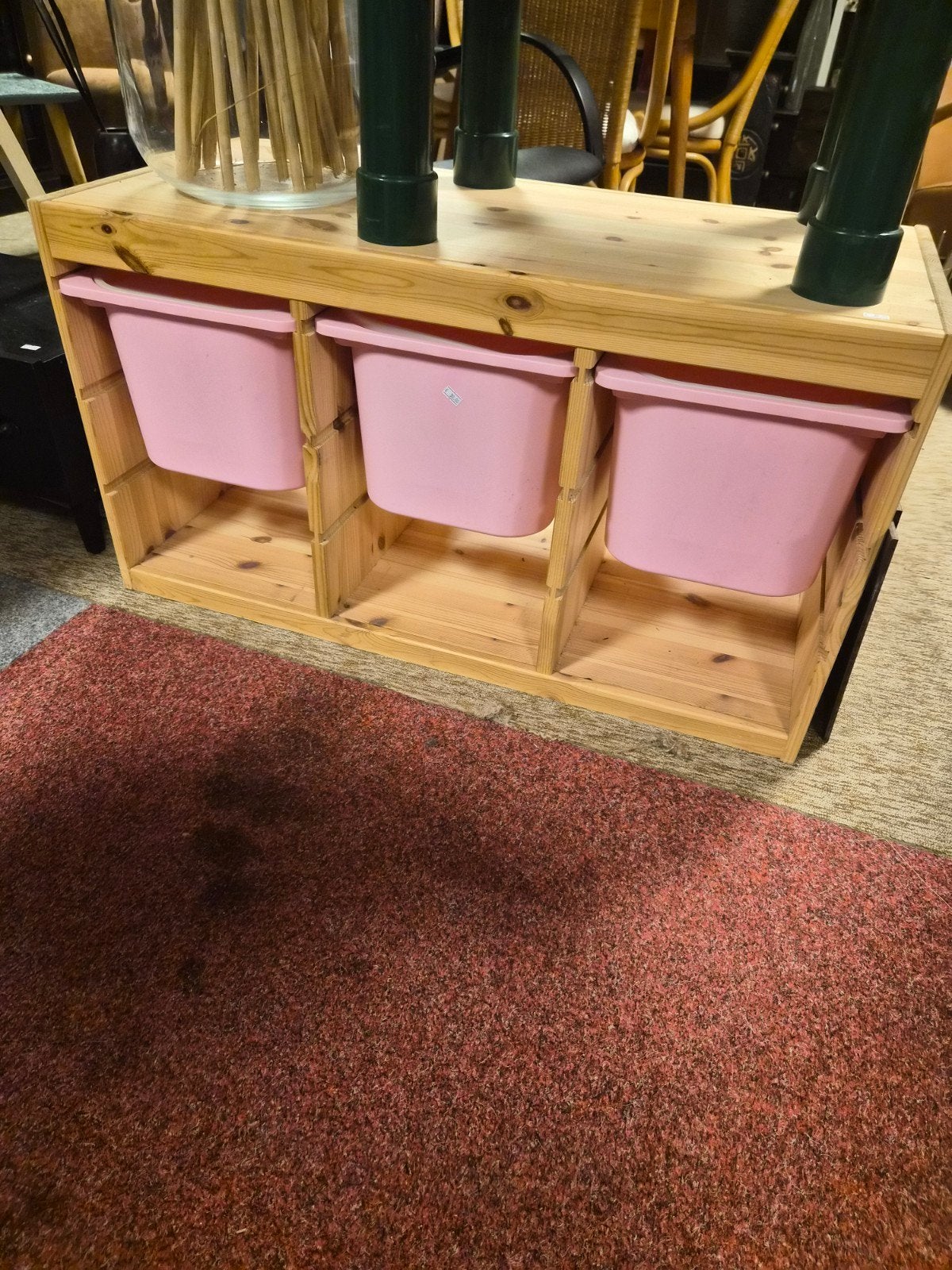 Houten ikea opbergkastje met roze bakken, Ophalen of Verzenden, Gebruikt, Kast