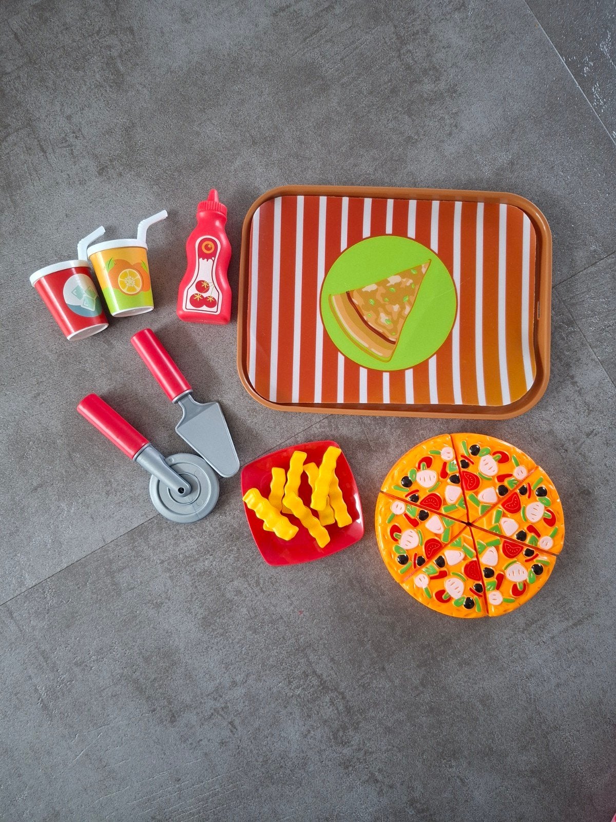 Snackset (pizza, patat, frisdrank), Ophalen of Verzenden, Zo goed als nieuw, Kunststof, Speelkeuken-accessoire
