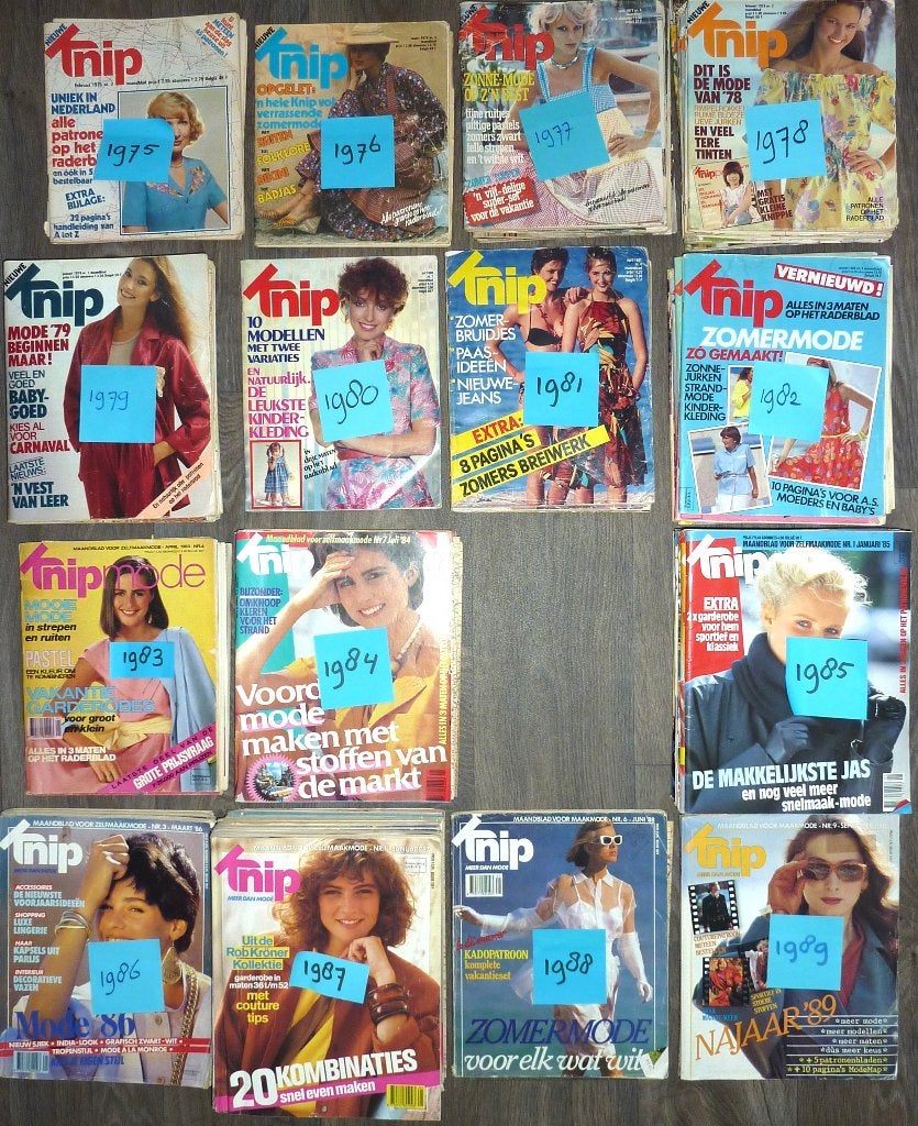 KNIPMODE 1975 t/m 1989 diverse nummers RETRO/VINTAGE, Ophalen, Overige typen, Vrouw, Zo goed als nieuw