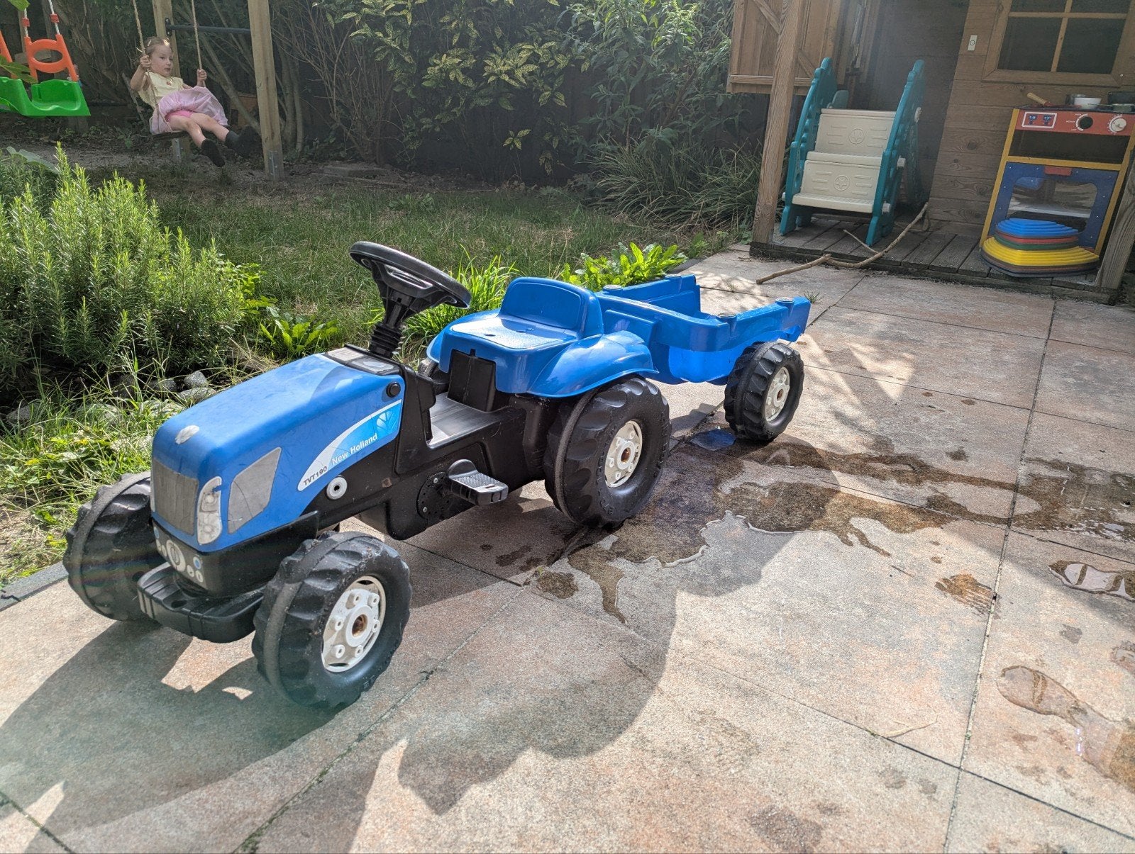 Tractor met aanhanger, Kinderen en Baby's, Speelgoed | Buiten | Skelters, Ophalen, Gebruikt, Overige merken