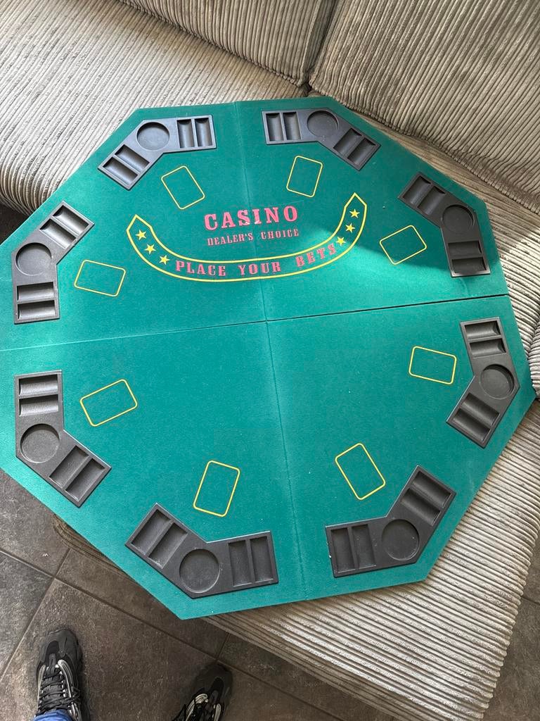 Opvouwbare Poker Tafel met Fiches Opbergplaats, Vijf spelers of meer, Ophalen of Verzenden, Gebruikt