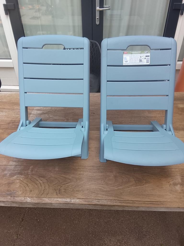 Nieuwe Keter opvouwbare strandstoel - Lichtblauw (2 stuks), Ophalen of Verzenden, Nieuw, Kunststof, Inklapbaar
