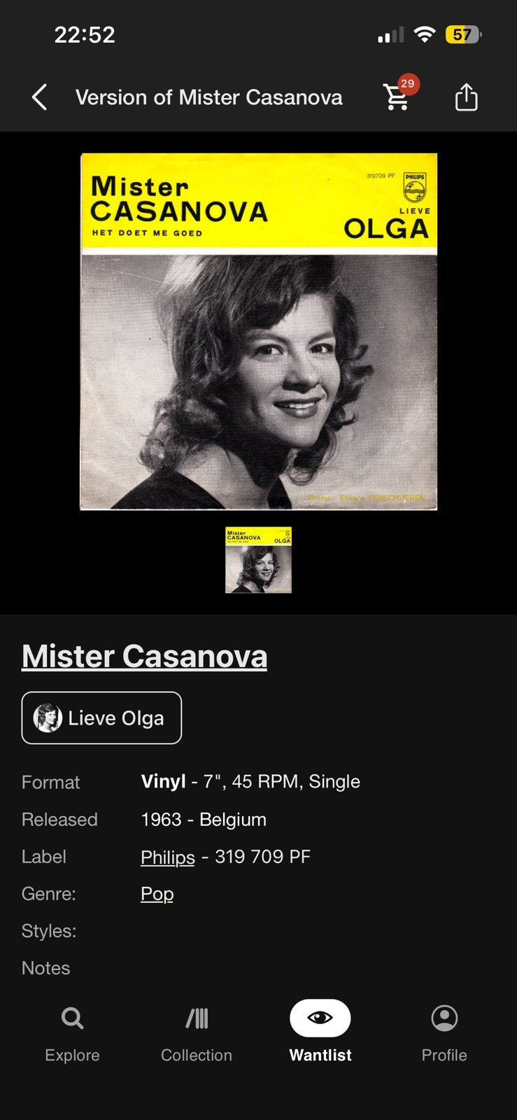 Gezocht lieve olga mister casanova, Cd's en Dvd's, Vinyl Singles, Ophalen of Verzenden