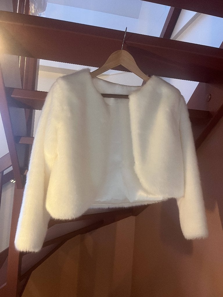Wit faux fur jasje (imitatiebont), Wit, Ophalen of Verzenden, Jasje, Maat 36 (S)