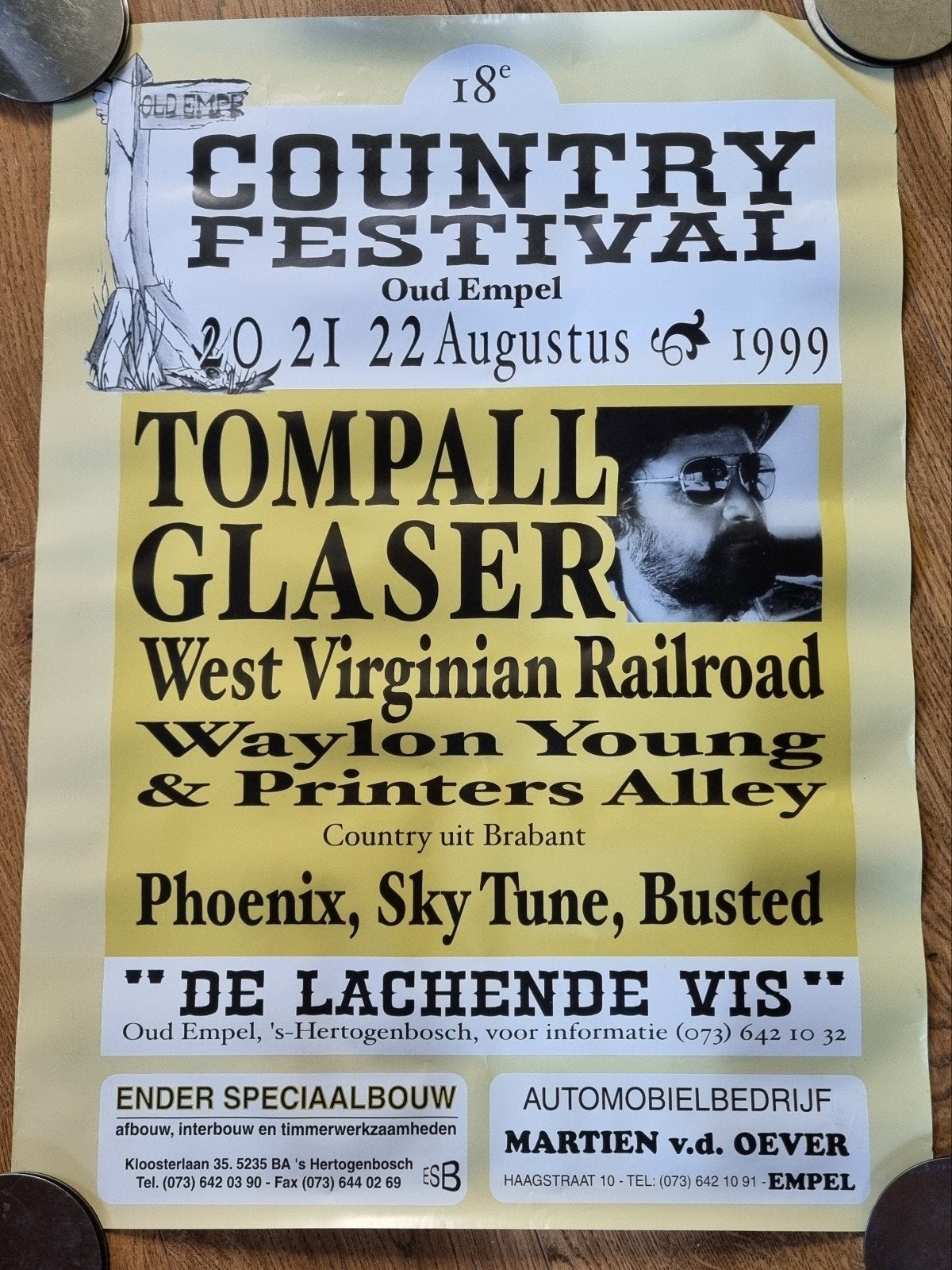 Originele concertposter Tompall Glaser  Waylon Young ., Ophalen of Verzenden, Zo goed als nieuw, Foto of Kaart