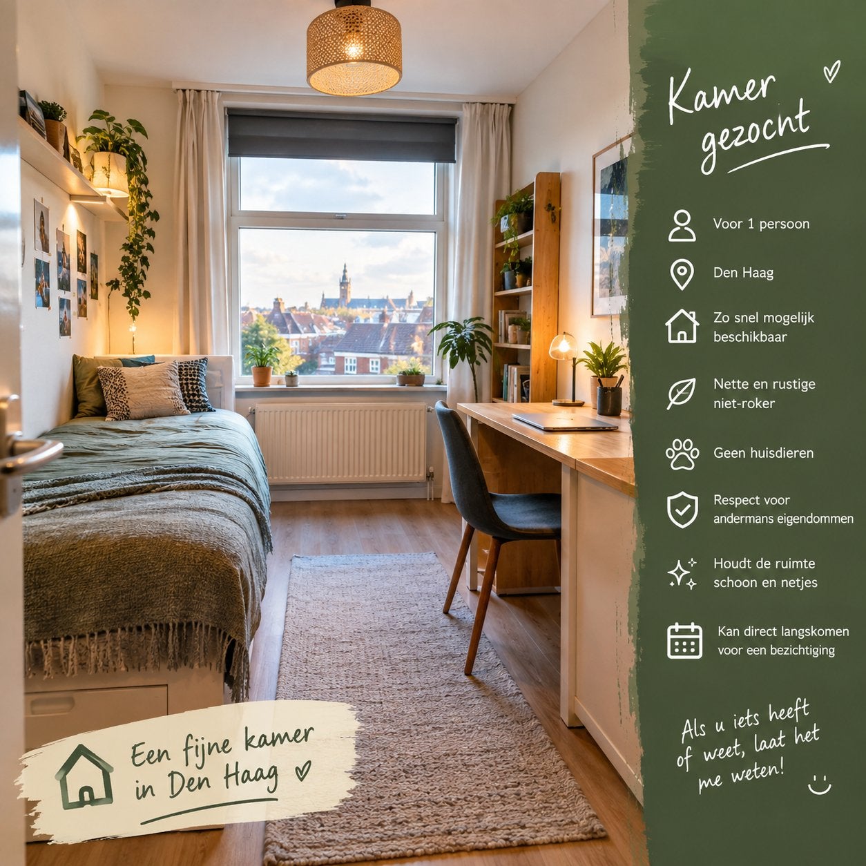 Op zook 1 kamer voor 1 persoon in Den Haag, Den Haag