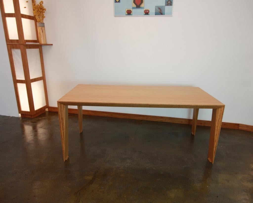 Eettafel | Bamboe | Uitschuifbaar, Huis en Inrichting, Tafels | Eettafels, Ophalen, 200 cm of meer, 50 tot 100 cm, Zo goed als nieuw