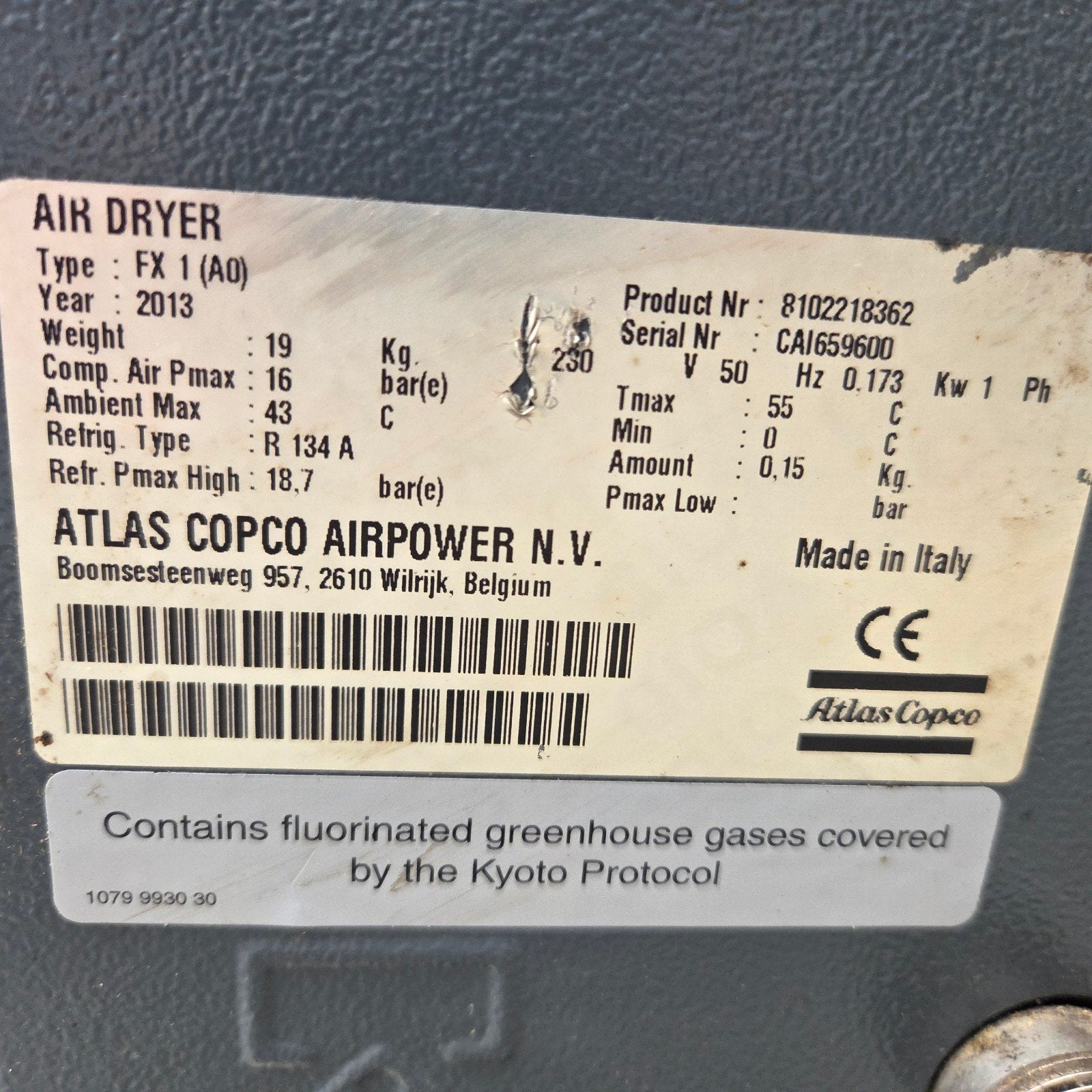 Atlas copco compressor plus luchtdroger set, 100 liter of meer, Ophalen of Verzenden, Gebruikt, 10 bar of meer