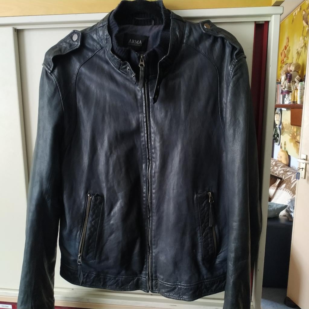 Leren Arma jas maat 50, Kleding | Heren, Jassen | Winter, Maat 48/50 (M), Zwart, Gedragen, Arma