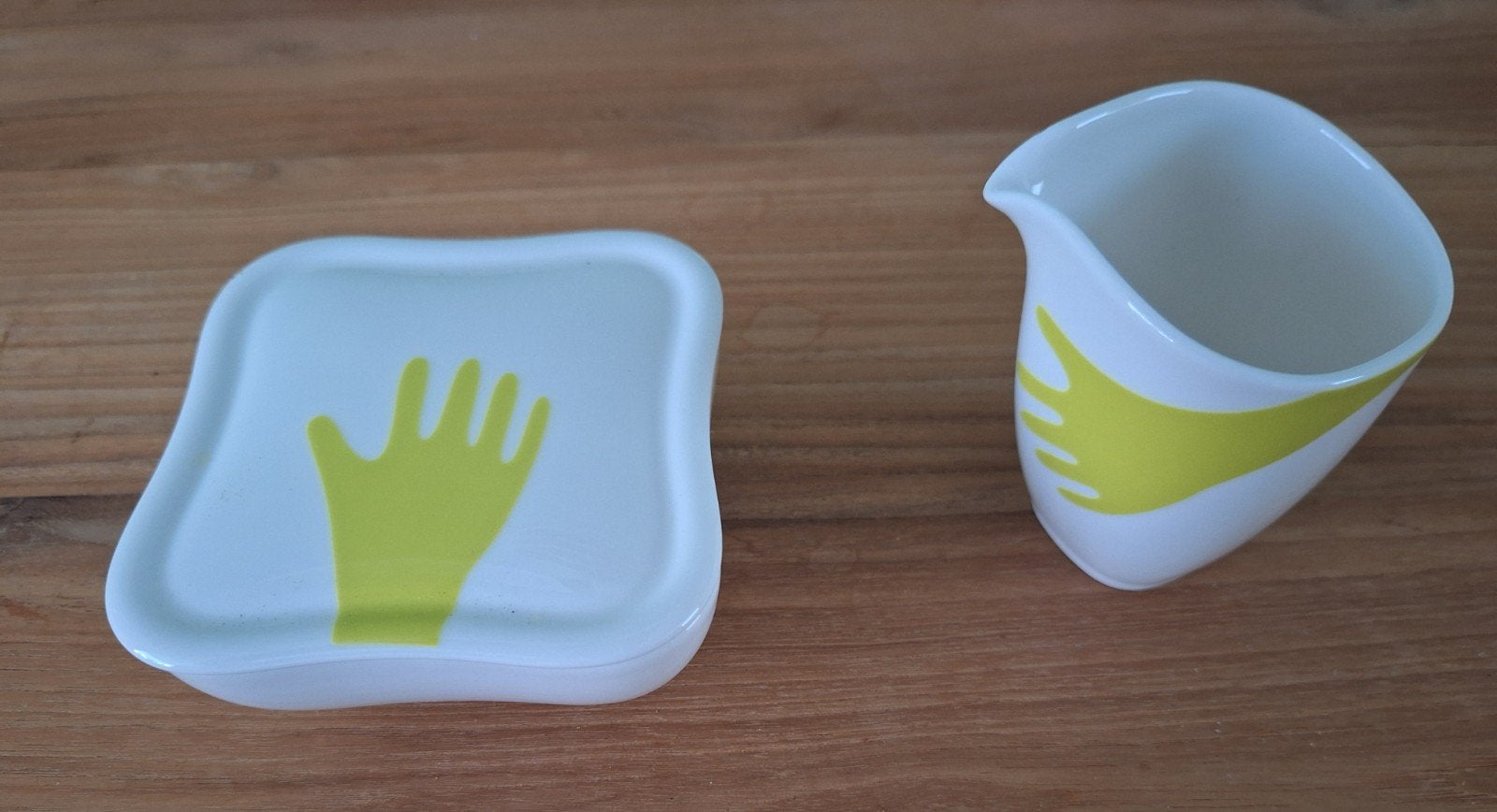 Villeroy en Boch melkkan en suikerpot VIVO Happy Hands kiwi, Overige typen, Ophalen of Verzenden, Zo goed als nieuw, Overige stijlen