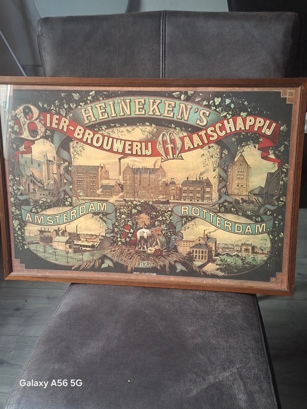 Vintage Heineken's Bierbrouwerij Maatschappij Poster, Antiek en Kunst, Ophalen of Verzenden