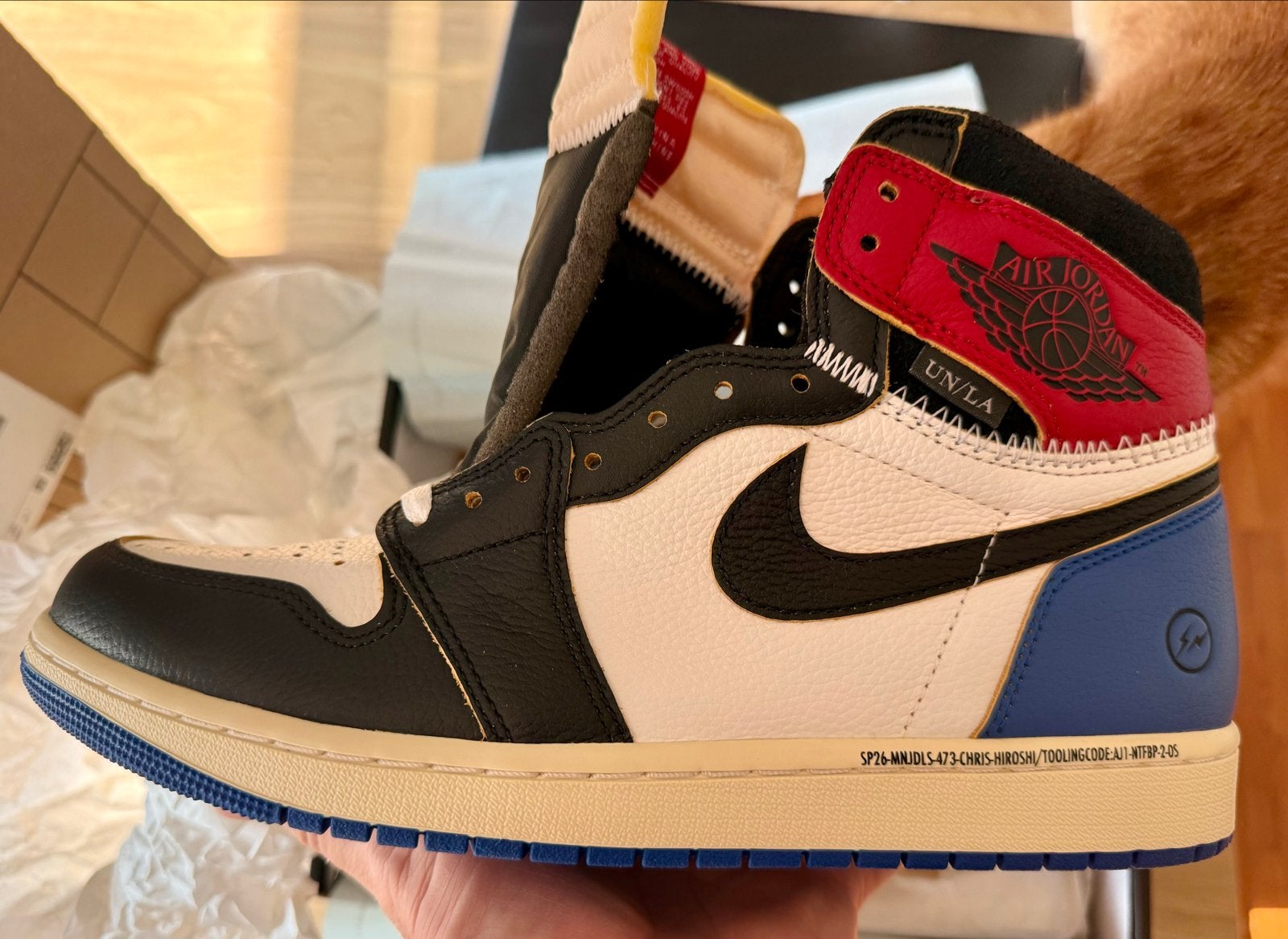 Fragment x Union LA x Jordan 1 High OG SP Black Toe - 44,5, Ophalen of Verzenden, Nieuw, Zwart, Sneakers of Gympen