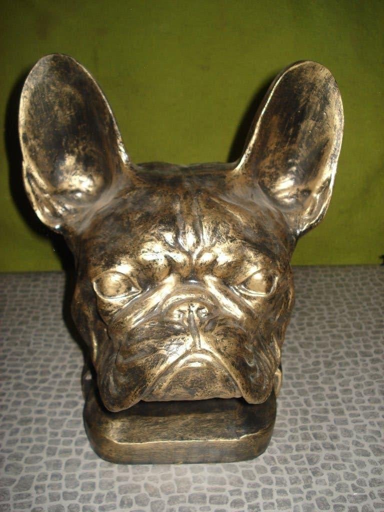 Beeld Franse Bulldog   Kop Buste   37 Cm Hoog, Verzamelen, Ophalen of Verzenden, Zo goed als nieuw, Dier