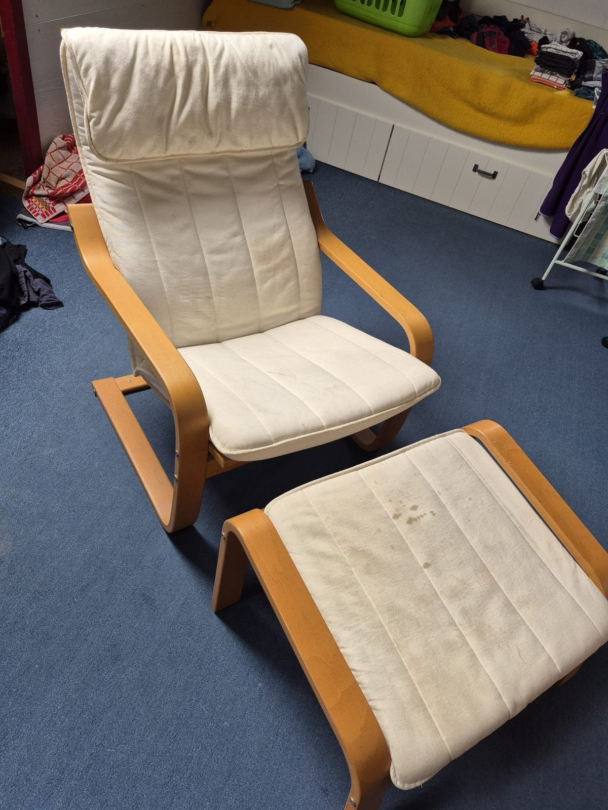 IKEA stoelen 2 stuks met voetenbankje, Ophalen, Gebruikt, Twee, Overige kleuren