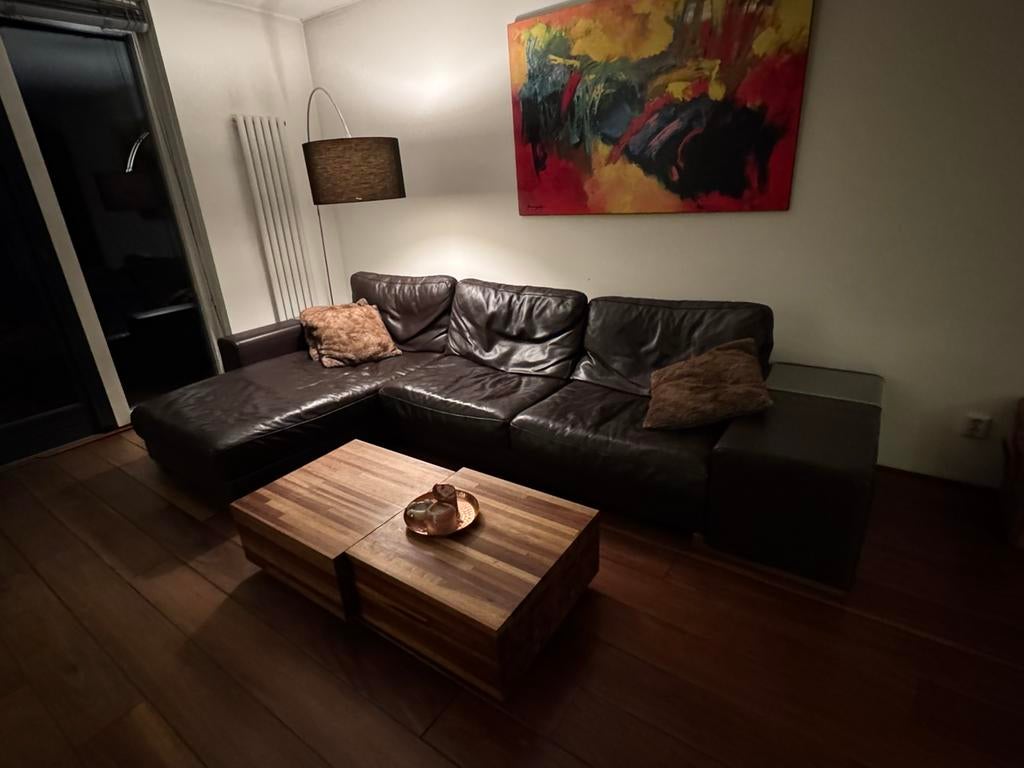 Design loungebank merk Natuzzi, bruin, Ophalen of Verzenden, Gebruikt, Leer, Design