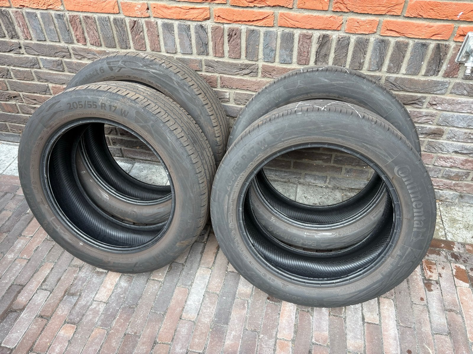 4 zomerbanden Continental EcoContact6 205/55/R 17 W, Ophalen, Gebruikt, 17 inch, 205 mm