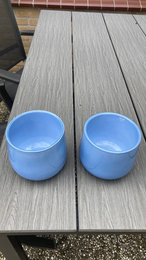 Blauwe bloempotten binnen, Ophalen, Rond, Binnen, Zo goed als nieuw