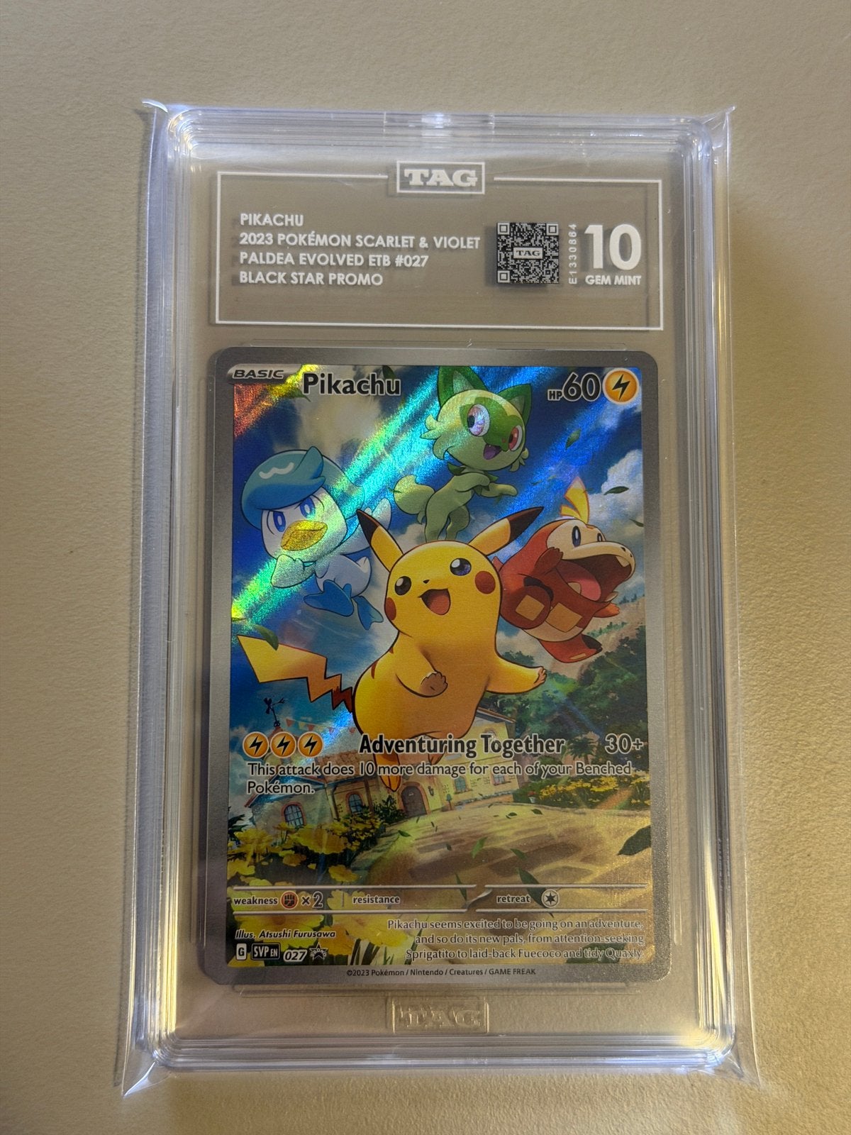 Pikachu 027 Promo TAG 10 Pokémon Kaart, Hobby en Vrije tijd, Ophalen of Verzenden, Zo goed als nieuw, Losse kaart