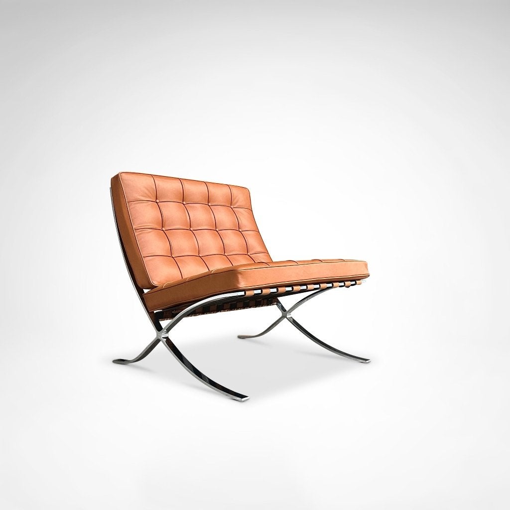 Barcelona chair | Knoll | Origineel | Nieuw | cognac leer, Ophalen, Bauhaus, 75 tot 100 cm, Zo goed als nieuw