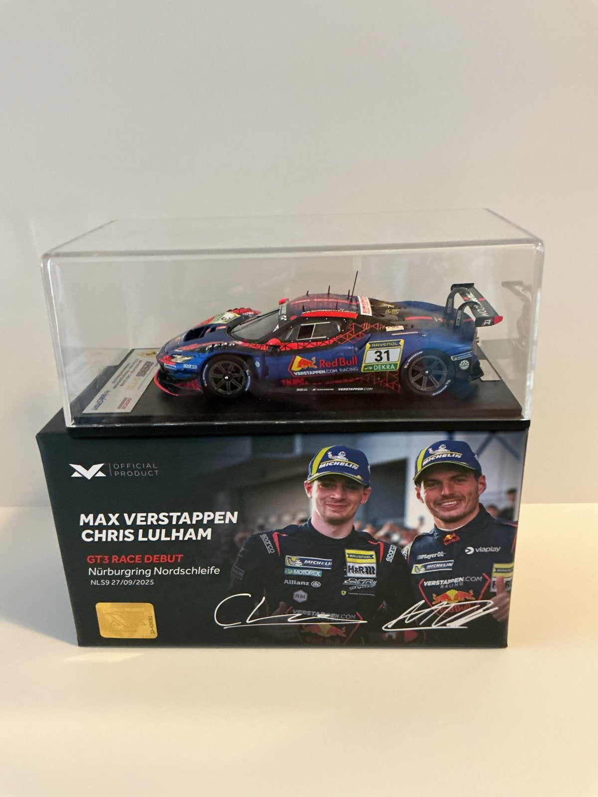Ferrari 296 GT3 Race Debut Max Verstappen 1:43, Ophalen, Nieuw, Auto, Overige merken