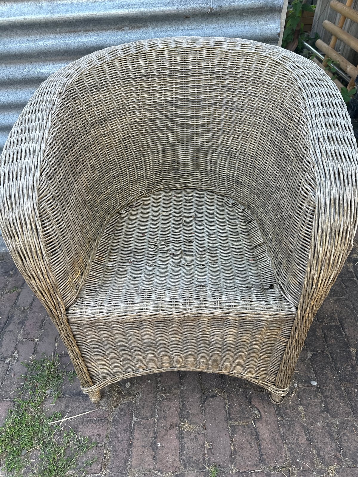Gratis rieten fauteuil, Huis en Inrichting, Stoelen, Ophalen, Gebruikt, Overige kleuren, Riet of Rotan