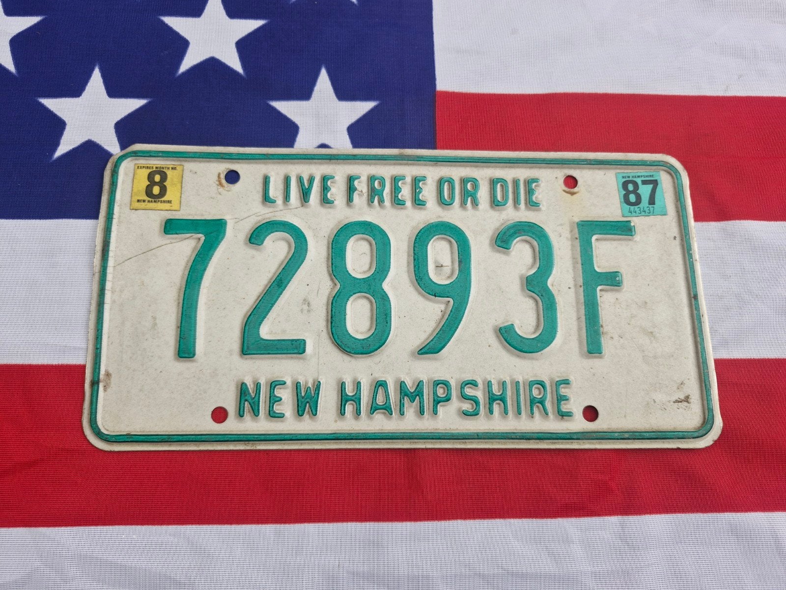 New hampshire kentekenplaat USA Nummerbord Nummerplaat, Verzenden, Gebruikt, Auto's