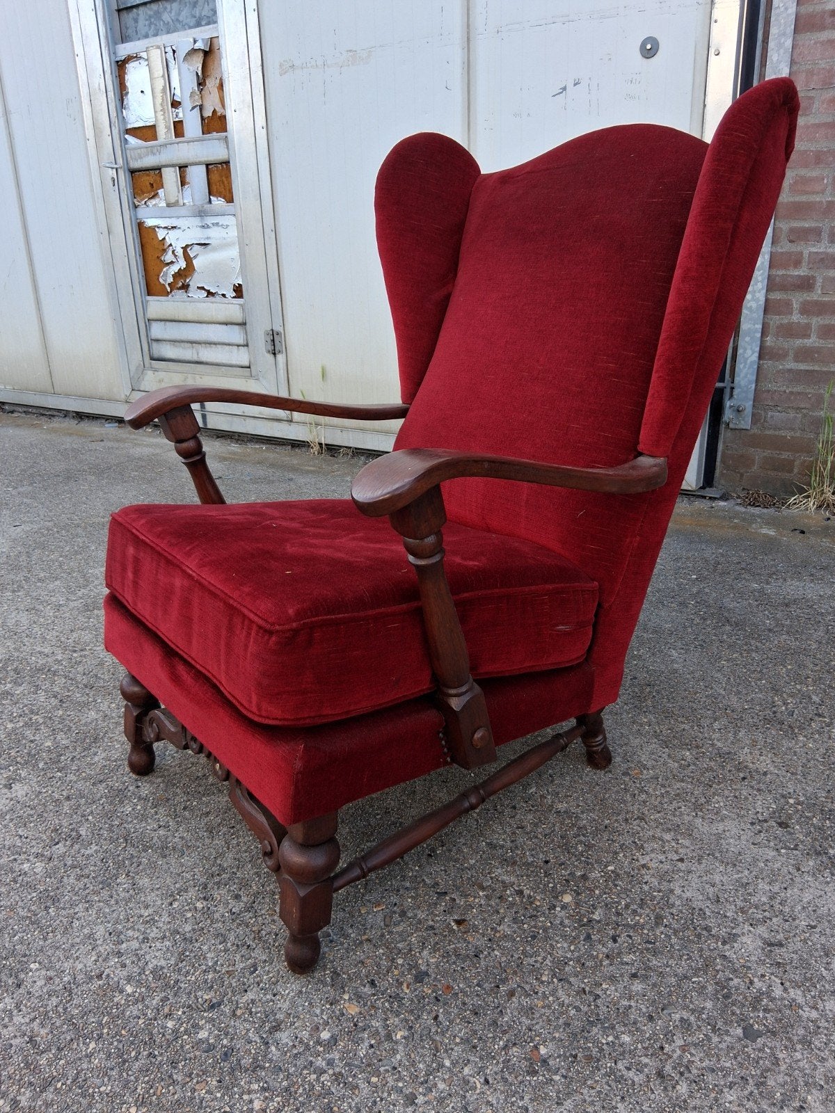 2 x  Fauteuil - Rood Velours 2 fauteuils en 3 zits bank. 60', Gebruikt, 75 tot 100 cm, Ophalen of Verzenden, Biedermeier, Klassiek, Vintage