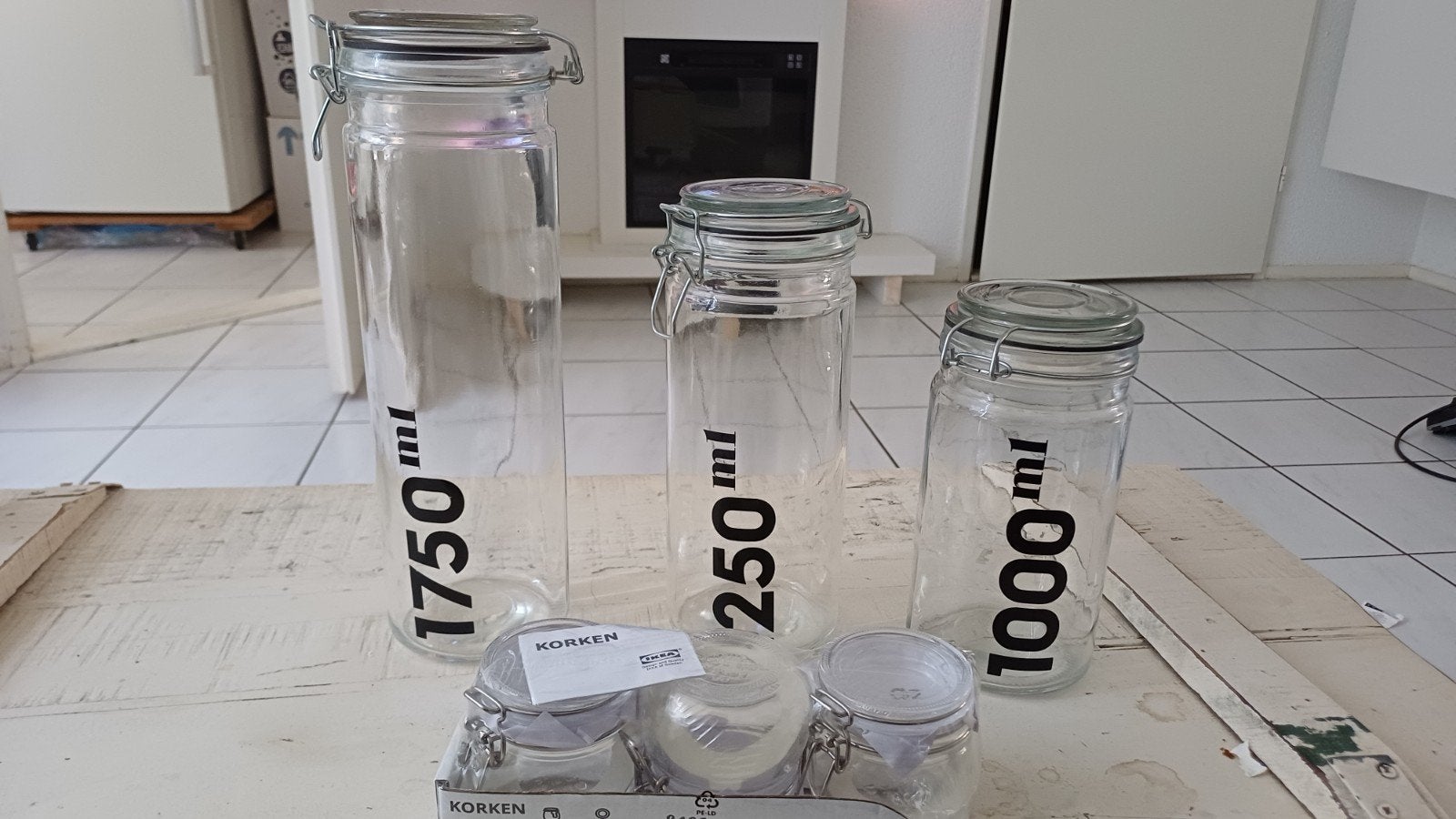 6-delige glazen voorraad/weckpotten - Van groot tot klein, Ophalen, Nieuw